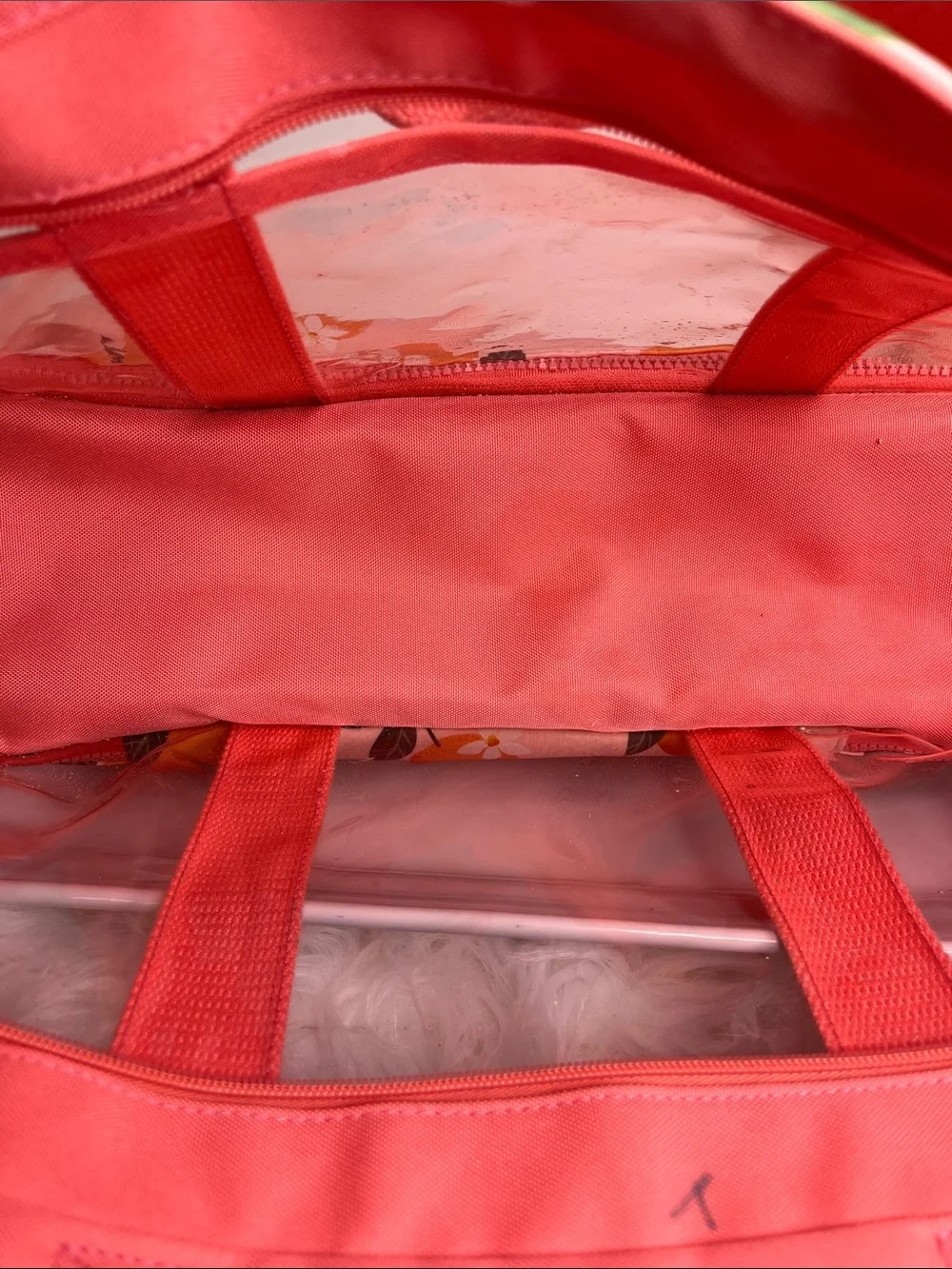 Clear Beach Tote/Thermal Bag  with Orange Blossom Print
